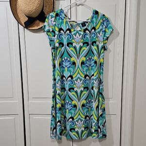 Kaari Blue Multicolor Abstract Dress